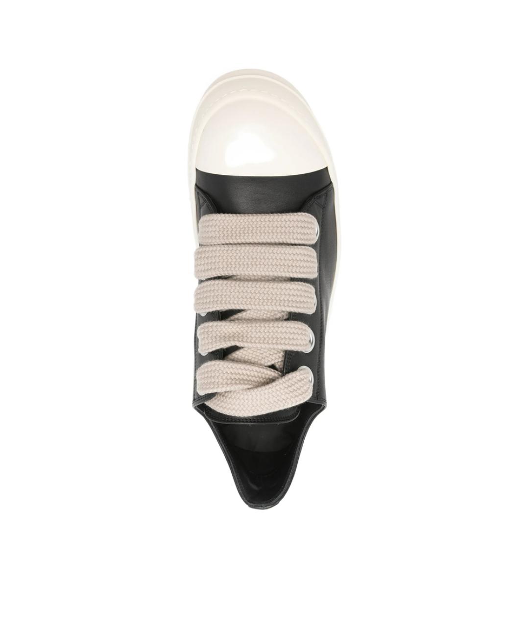 RICK OWENS Черные кожаные низкие кроссовки / кеды, фото 2