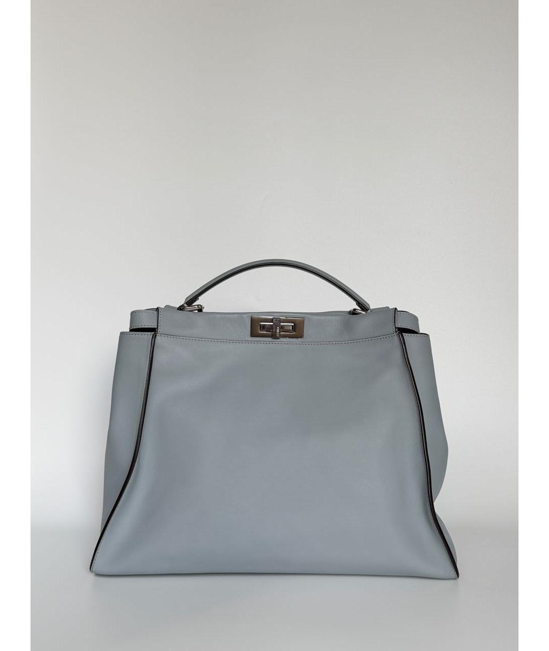 FENDI Голубая кожаная сумка тоут, фото 9