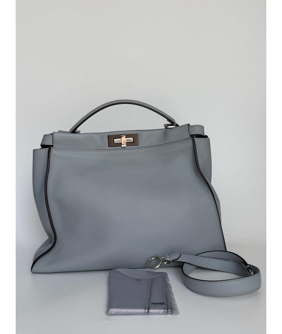 FENDI Голубая кожаная сумка тоут, фото 6