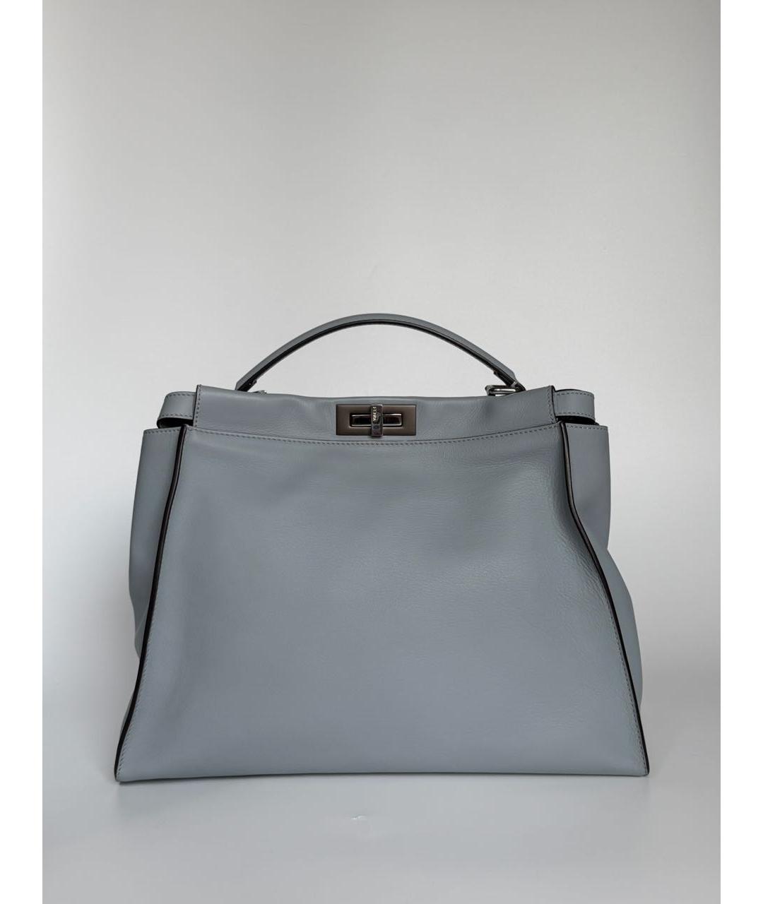 FENDI Голубая кожаная сумка тоут, фото 3