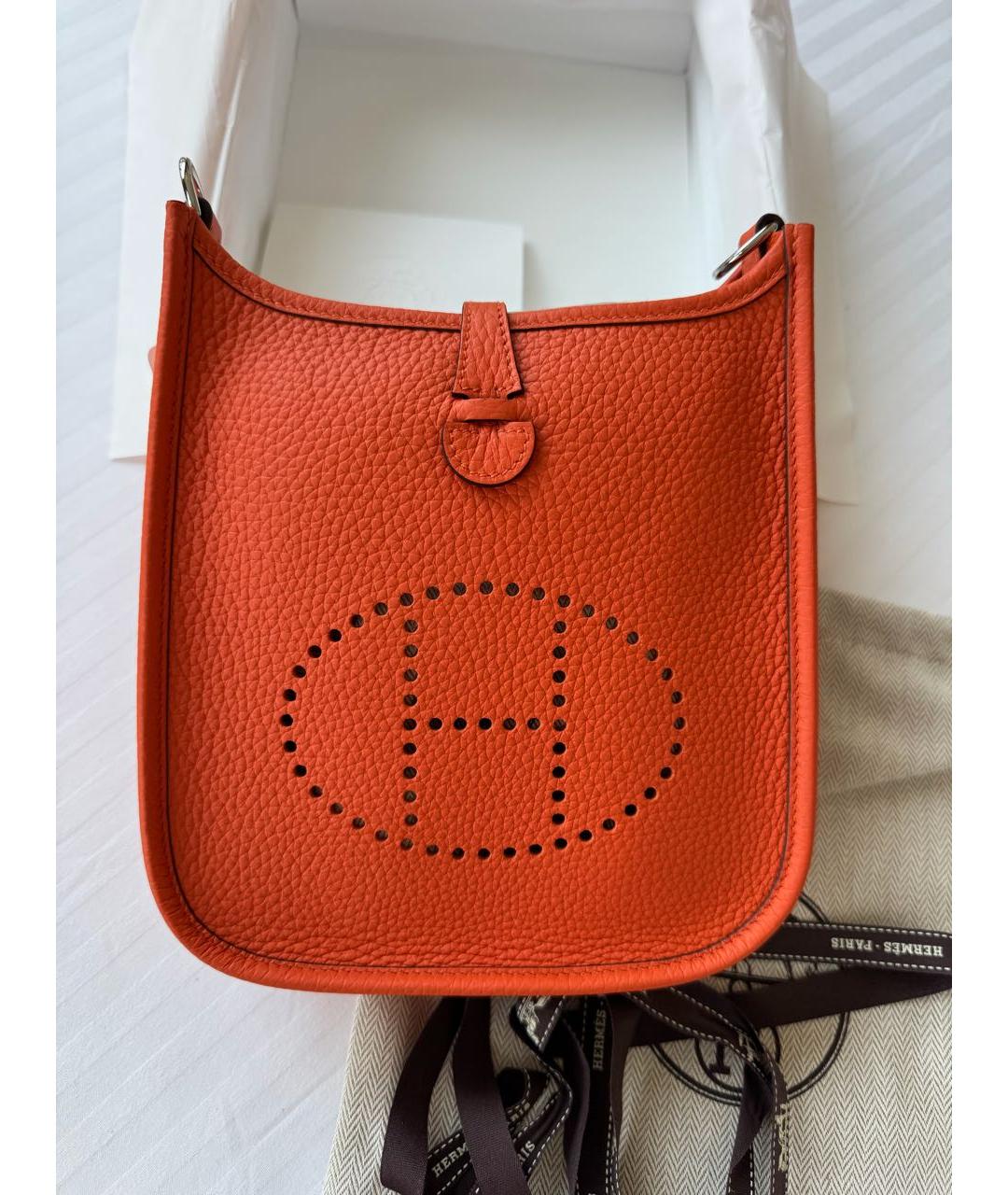 HERMES Оранжевая кожаная сумка через плечо, фото 9