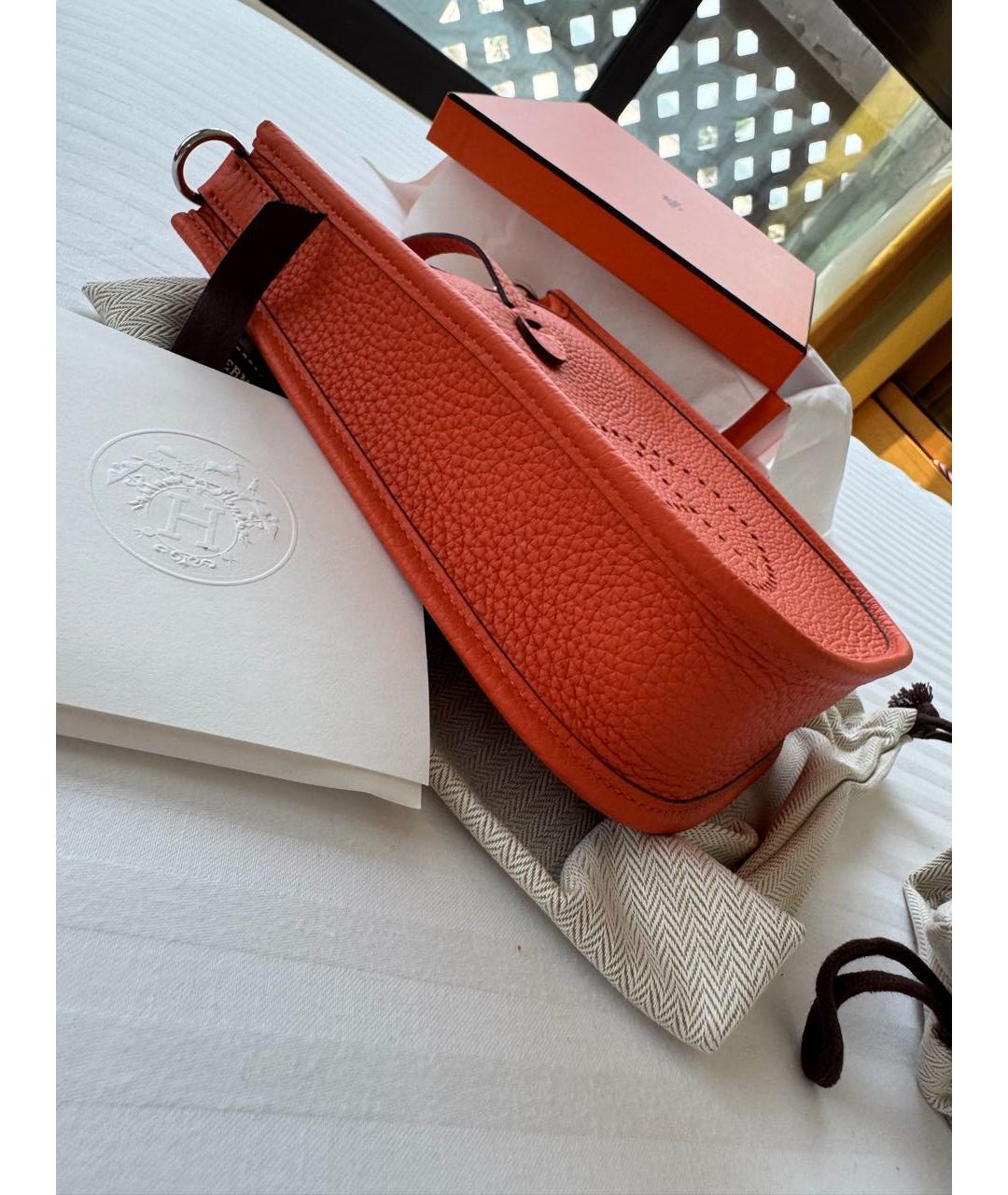 HERMES Оранжевая кожаная сумка через плечо, фото 8