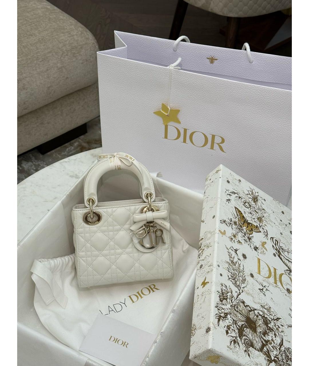 CHRISTIAN DIOR Белая кожаная сумка с короткими ручками, фото 3