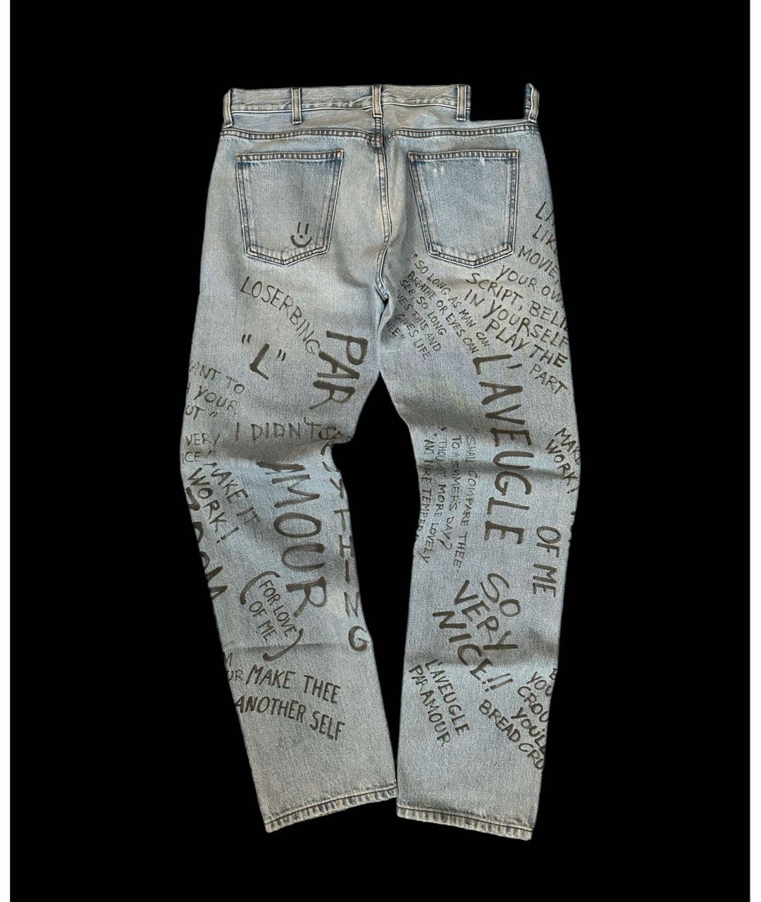GUCCI Голубые хлопковые джинсы слим, фото 2