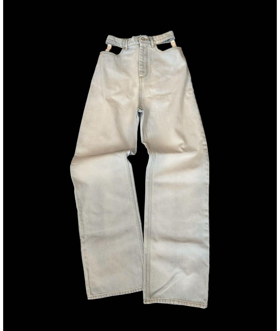 MM6 MAISON MARGIELA Голубые хлопковые прямые джинсы, фото 3