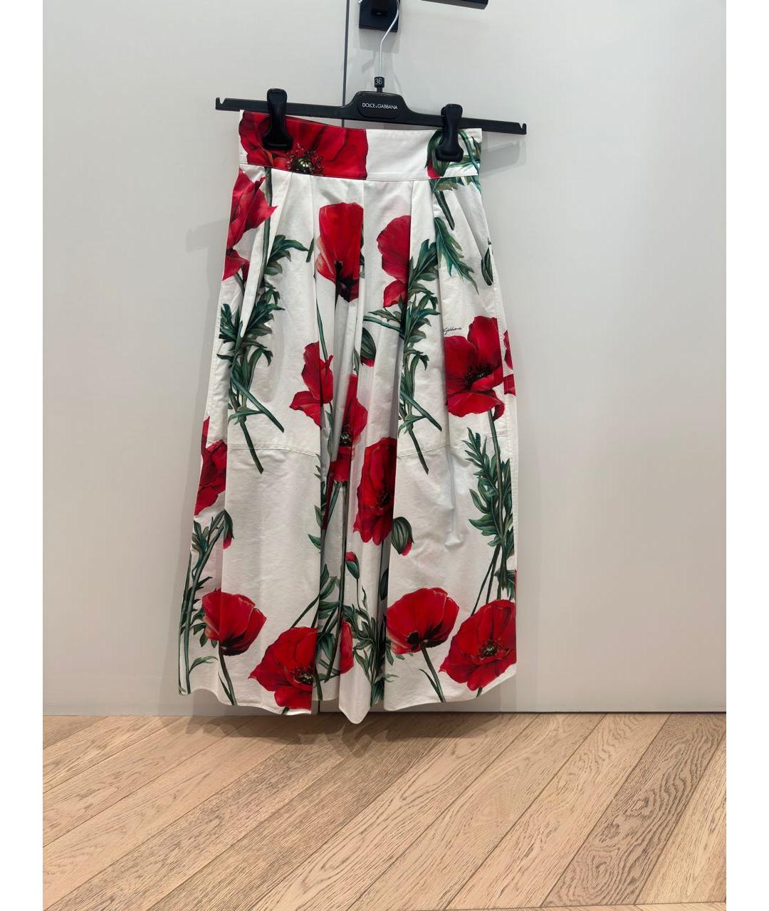 DOLCE&GABBANA Белая хлопковая юбка миди, фото 3