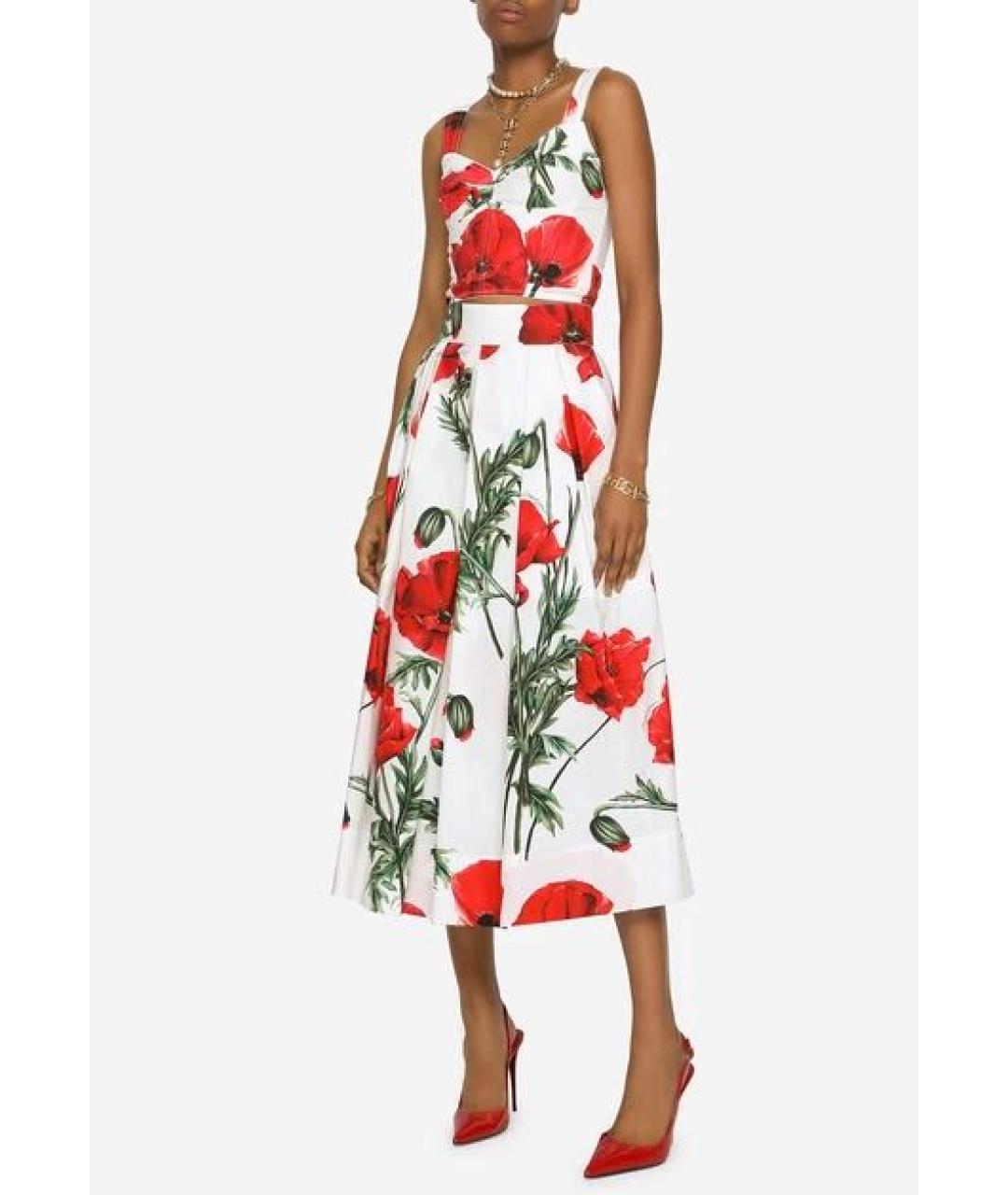DOLCE&GABBANA Белая хлопковая юбка миди, фото 2