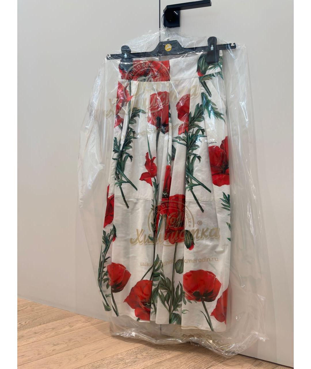 DOLCE&GABBANA Белая хлопковая юбка миди, фото 4