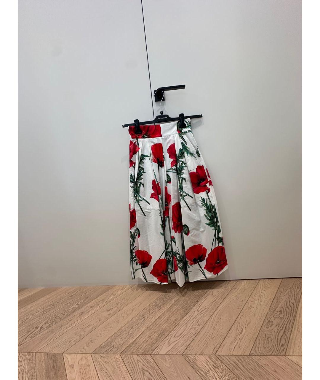 DOLCE&GABBANA Белая хлопковая юбка миди, фото 7