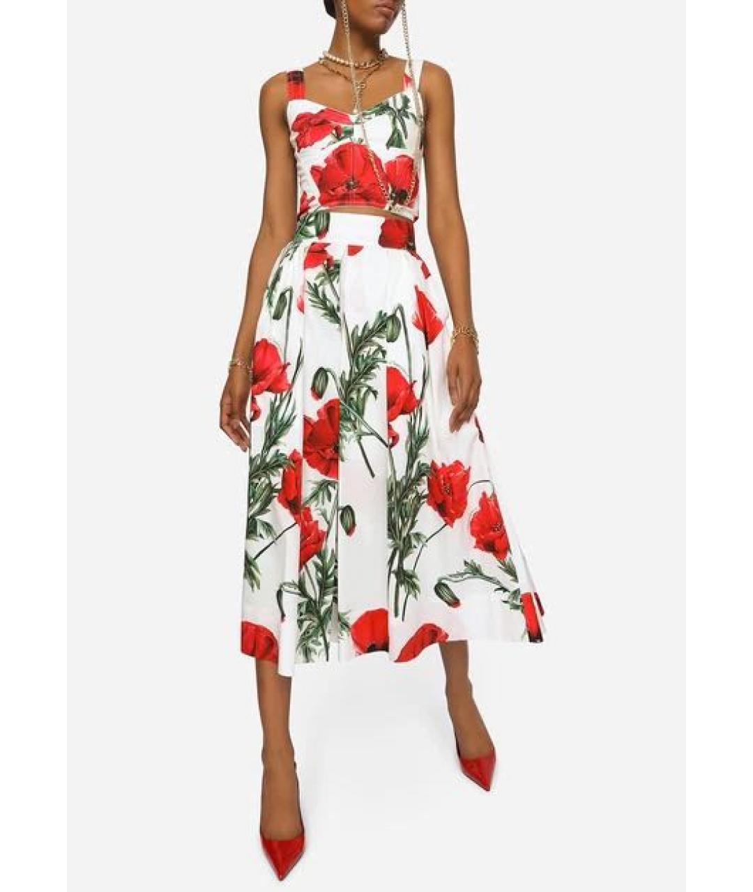 DOLCE&GABBANA Белая хлопковая юбка миди, фото 6