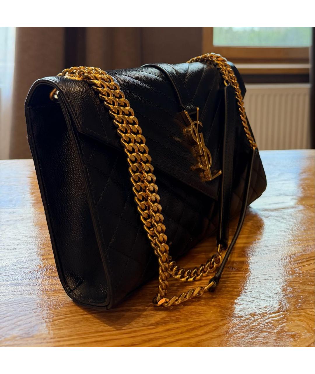 SAINT LAURENT Черная кожаная сумка через плечо, фото 2