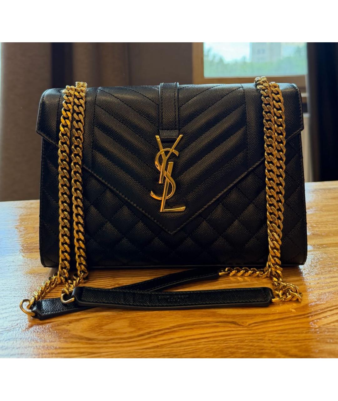 SAINT LAURENT Черная кожаная сумка через плечо, фото 5