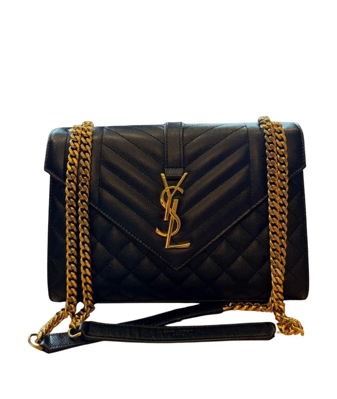 SAINT LAURENT Черная кожаная сумка через плечо, фото 1