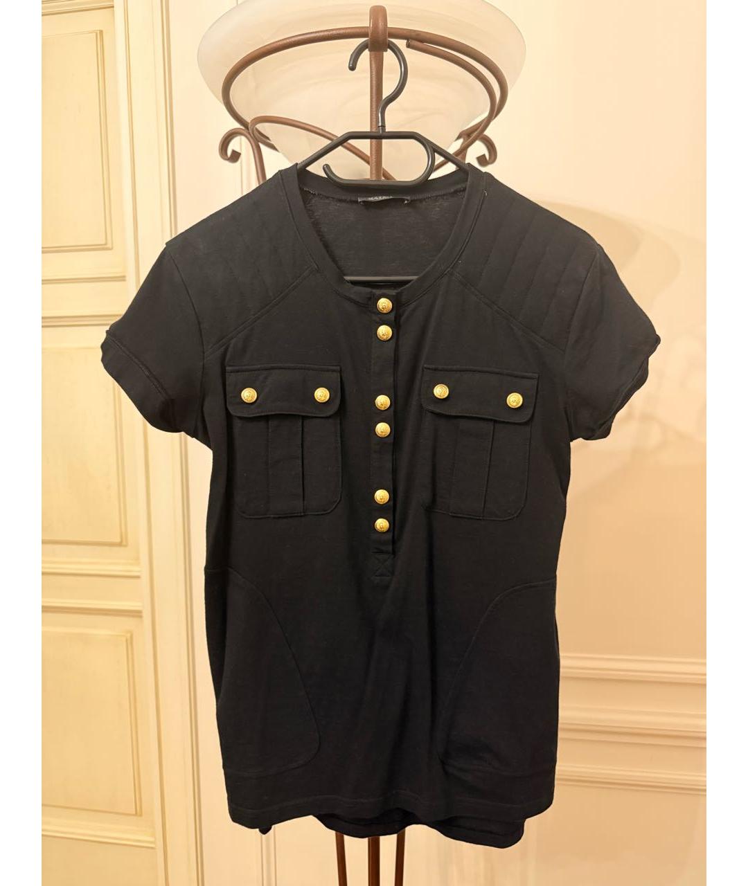 BALMAIN Черная хлопковая футболка, фото 7
