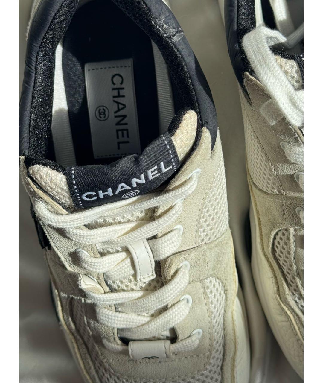 CHANEL Бежевые кожаные кроссовки, фото 8