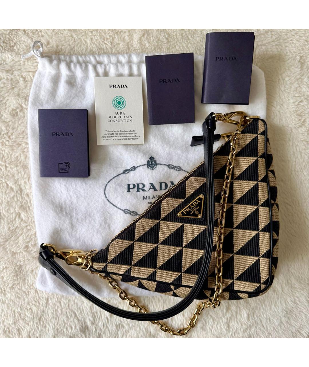 PRADA Мульти жаккардовая сумка с короткими ручками, фото 3