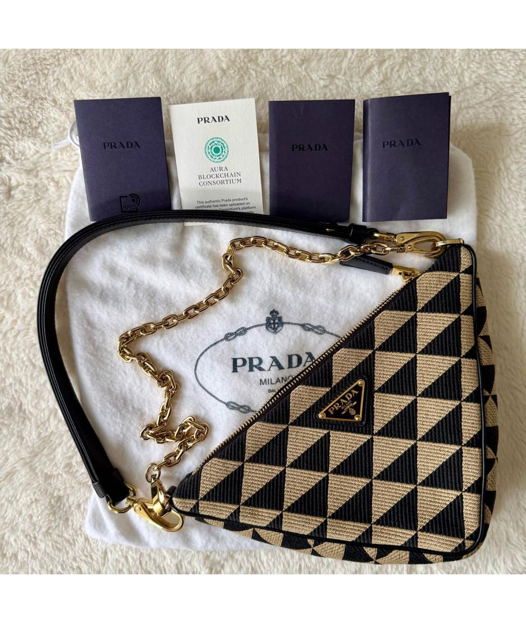 PRADA Мульти жаккардовая сумка с короткими ручками, фото 9