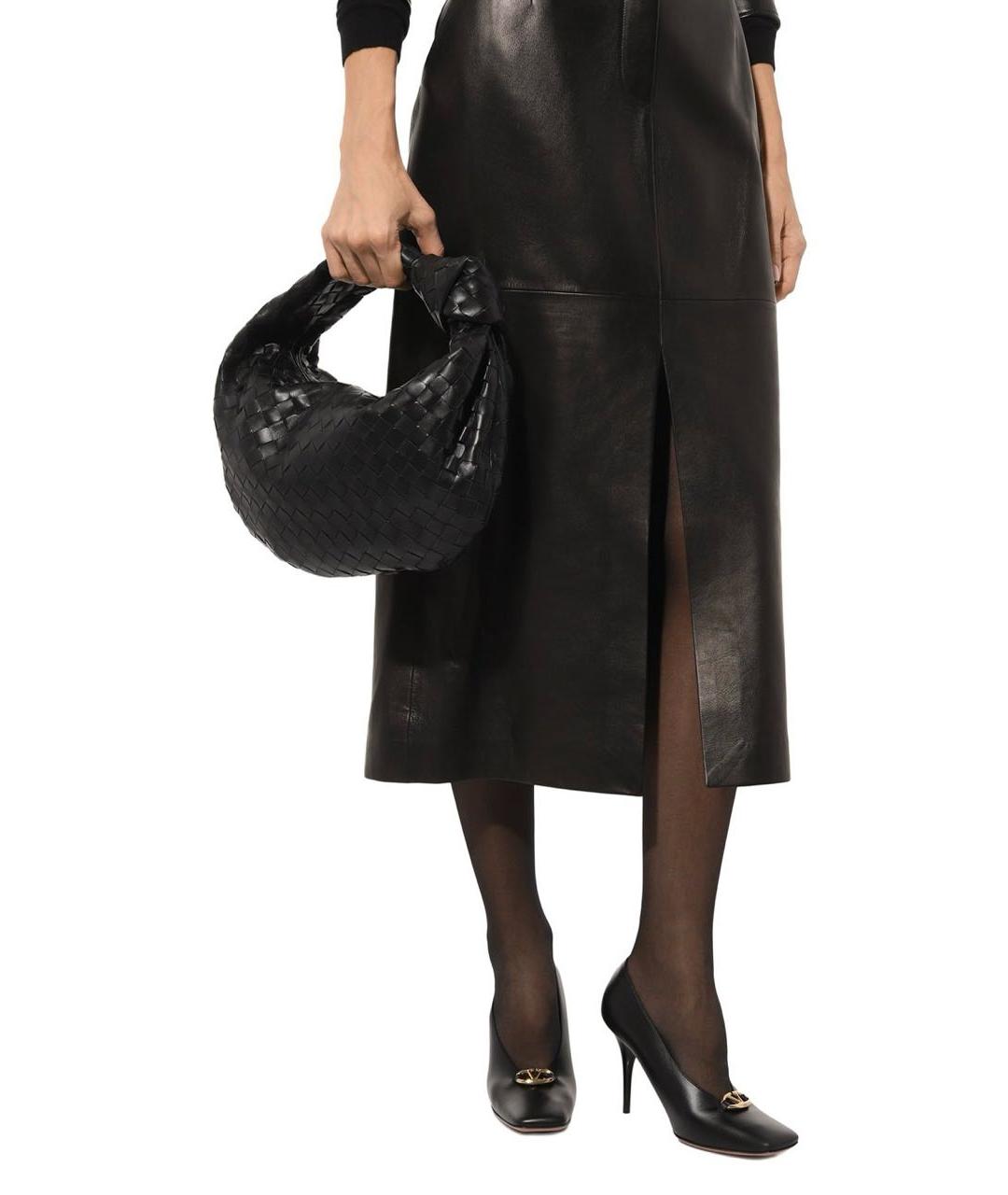 BOTTEGA VENETA Черная кожаная сумка с короткими ручками, фото 6