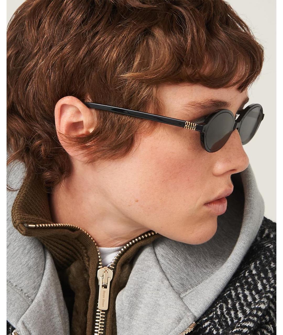 MIU MIU Черные пластиковые солнцезащитные очки, фото 8