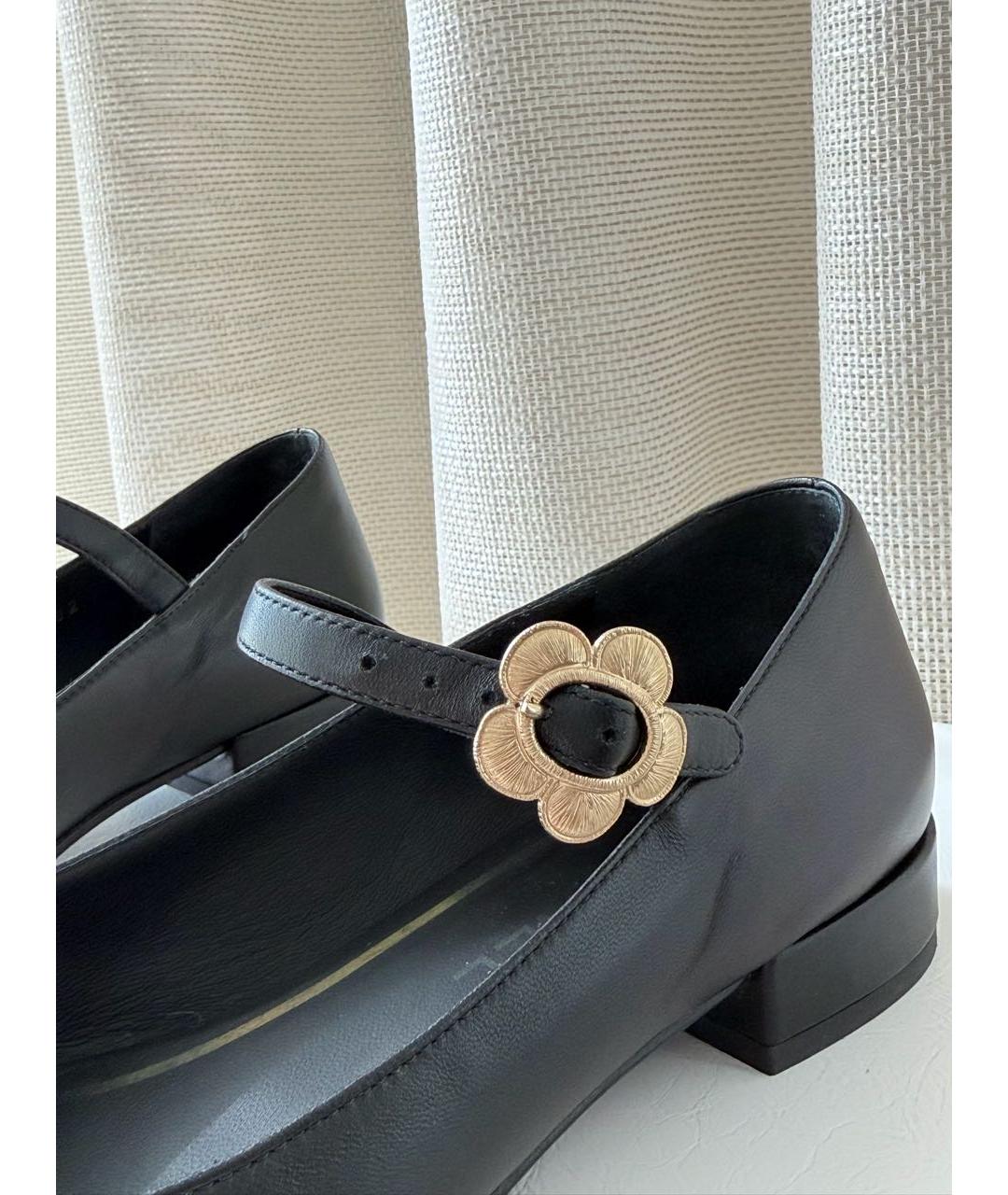 CHANEL Черные кожаные балетки, фото 5