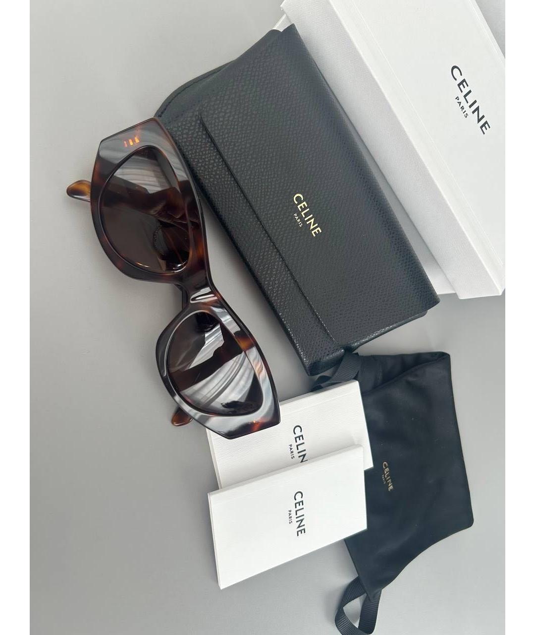 CELINE Коричневые пластиковые солнцезащитные очки, фото 4