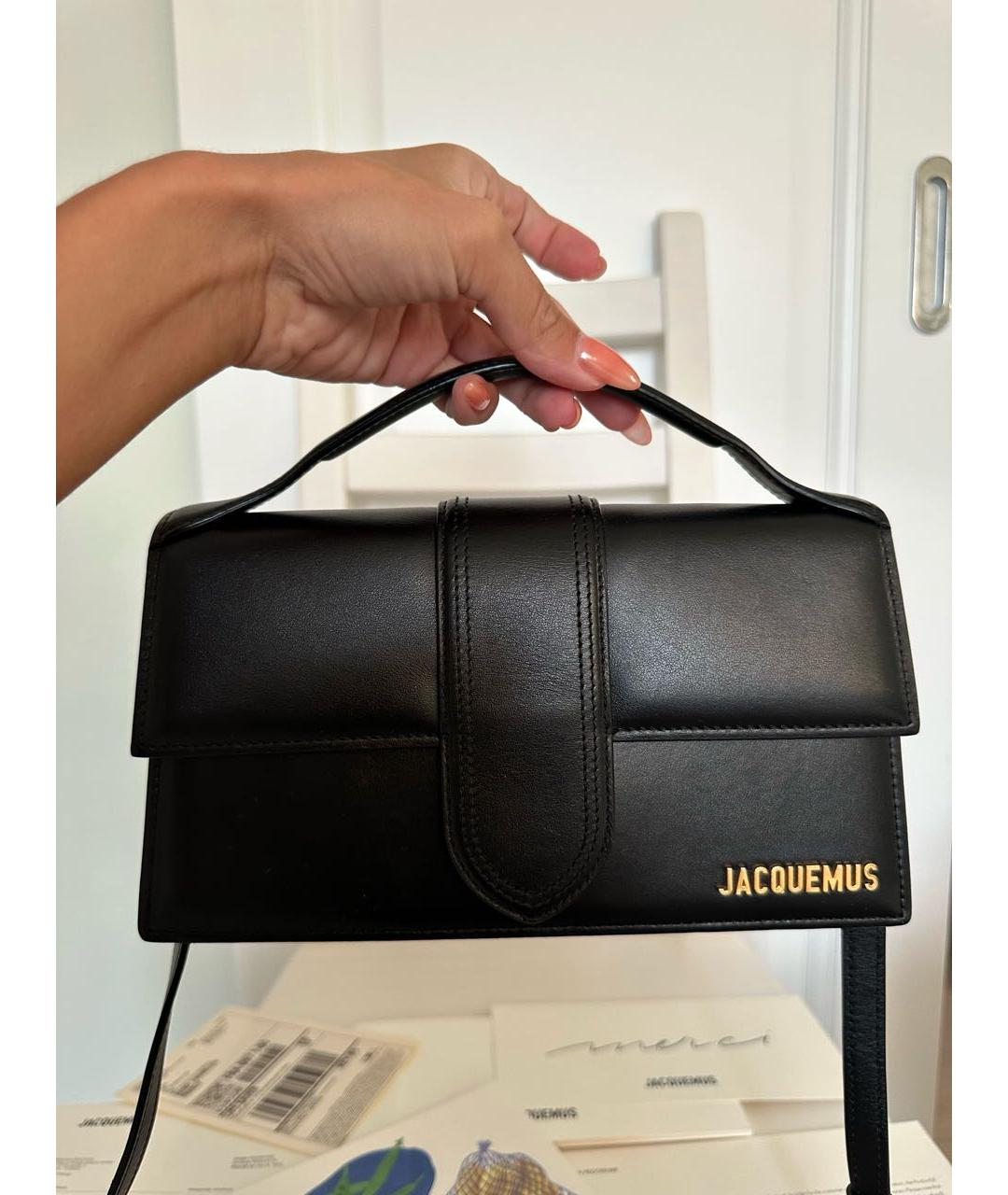 JACQUEMUS Черная кожаная сумка с короткими ручками, фото 8