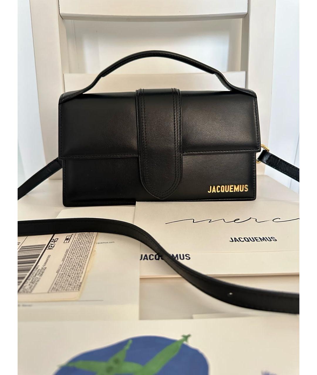 JACQUEMUS Черная кожаная сумка с короткими ручками, фото 2