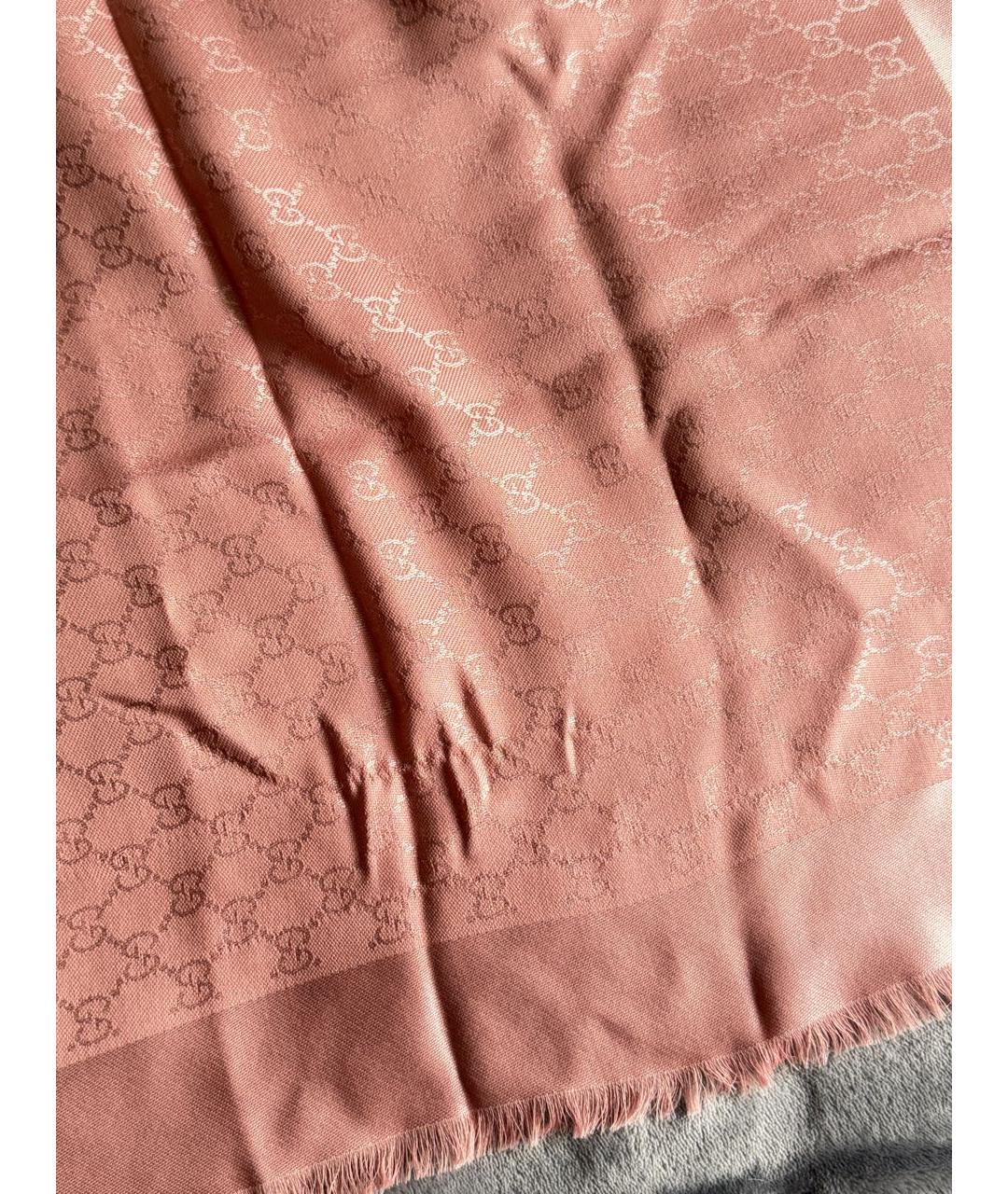 GUCCI Коралловый шелковый шарф, фото 5