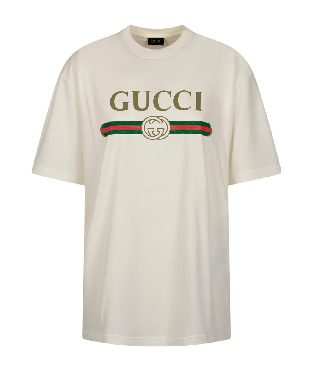 GUCCI Белая хлопковая футболка, фото 1