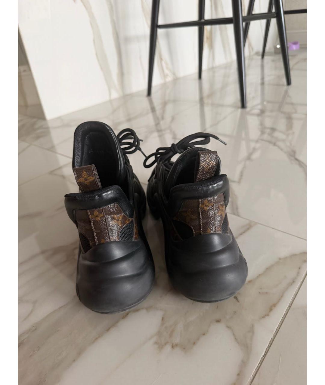 LOUIS VUITTON Черные кроссовки из искусственной кожи, фото 4