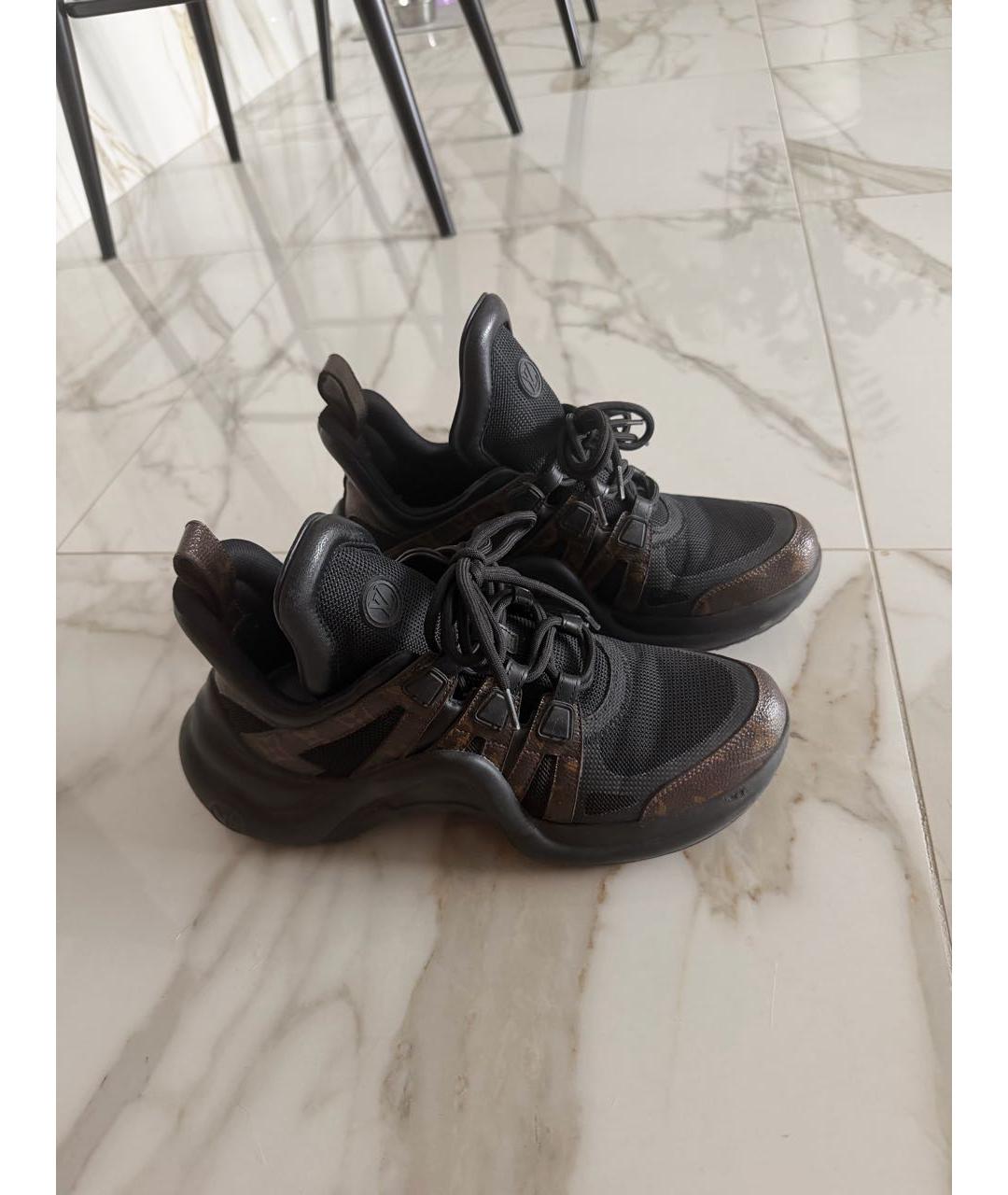 LOUIS VUITTON Черные кроссовки из искусственной кожи, фото 6