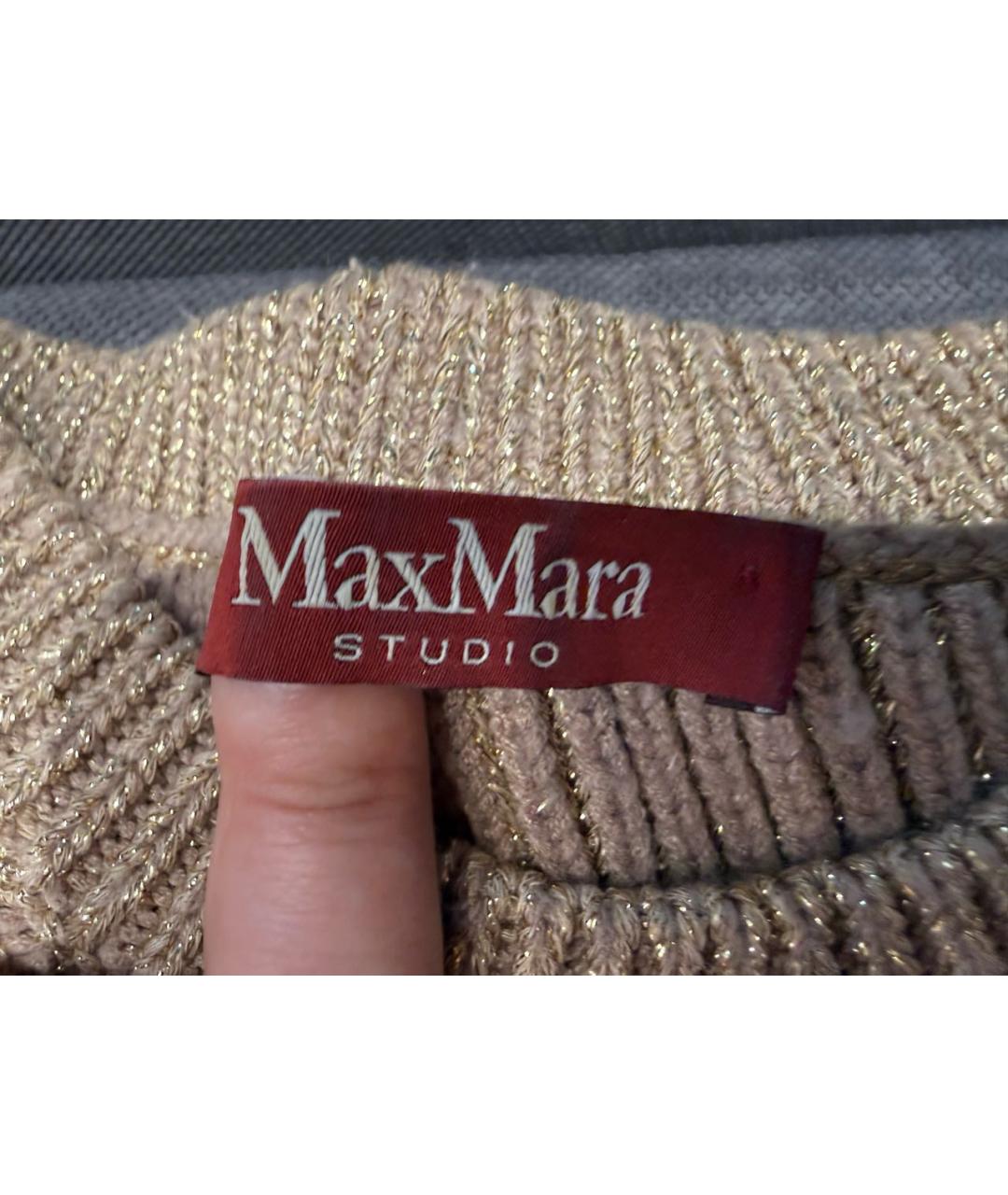 MAX MARA STUDIO Золотой вискозный джемпер / свитер, фото 3