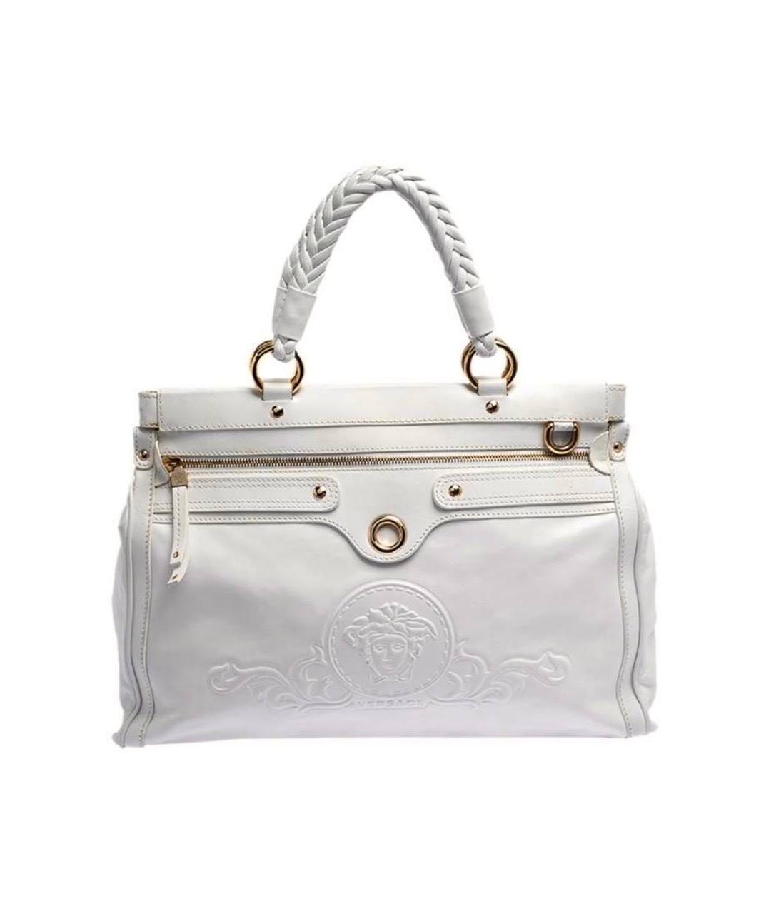 VERSACE Белая кожаная сумка тоут, фото 1