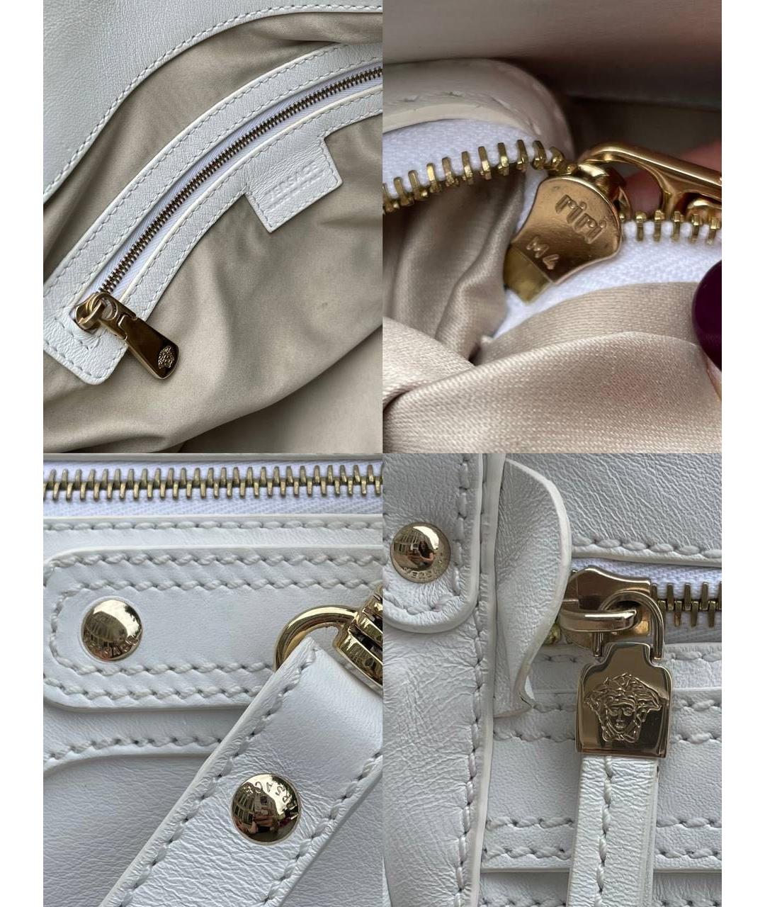 VERSACE Белая кожаная сумка тоут, фото 7