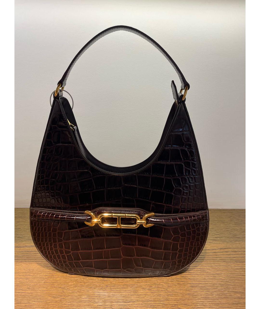 TOM FORD Коричневая кожаная сумка с короткими ручками, фото 5