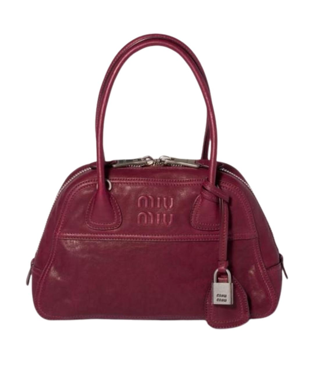 MIU MIU Бордовая кожаная сумка с короткими ручками, фото 1