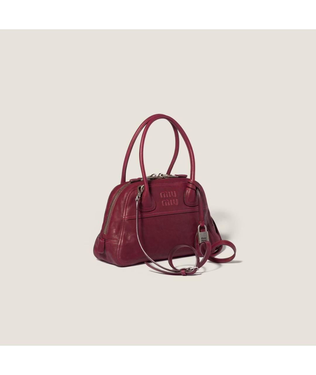 MIU MIU Бордовая кожаная сумка с короткими ручками, фото 3