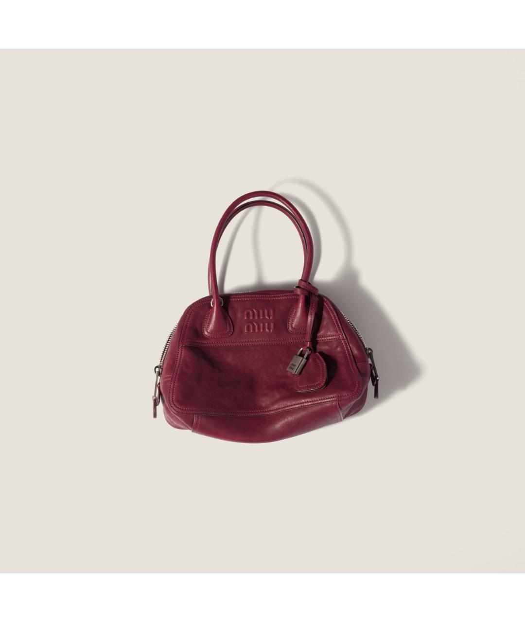 MIU MIU Бордовая кожаная сумка с короткими ручками, фото 7