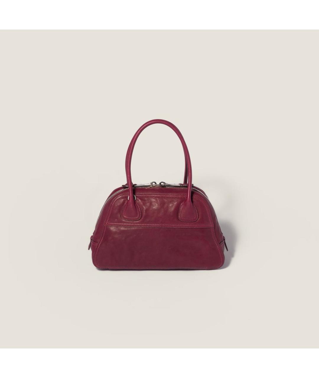 MIU MIU Бордовая кожаная сумка с короткими ручками, фото 4