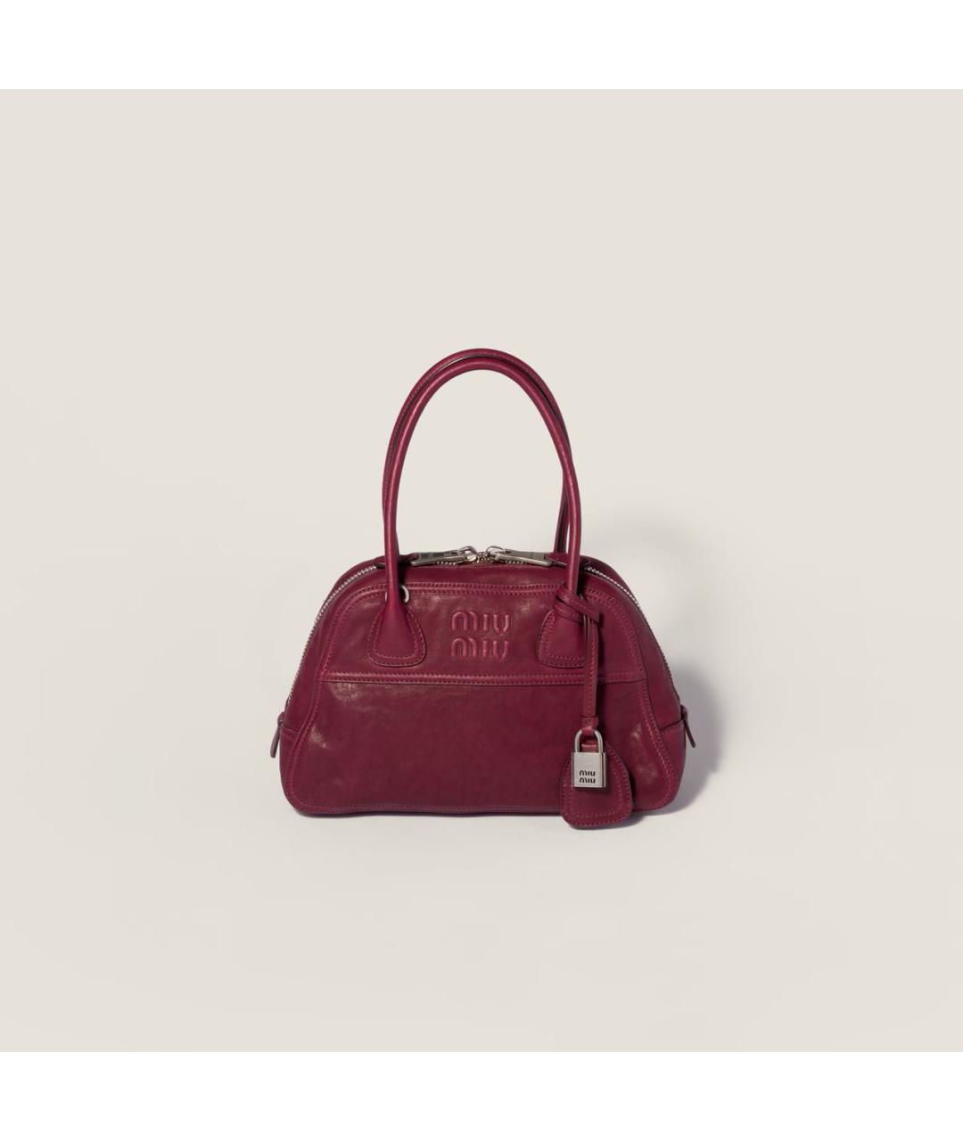MIU MIU Бордовая кожаная сумка с короткими ручками, фото 9