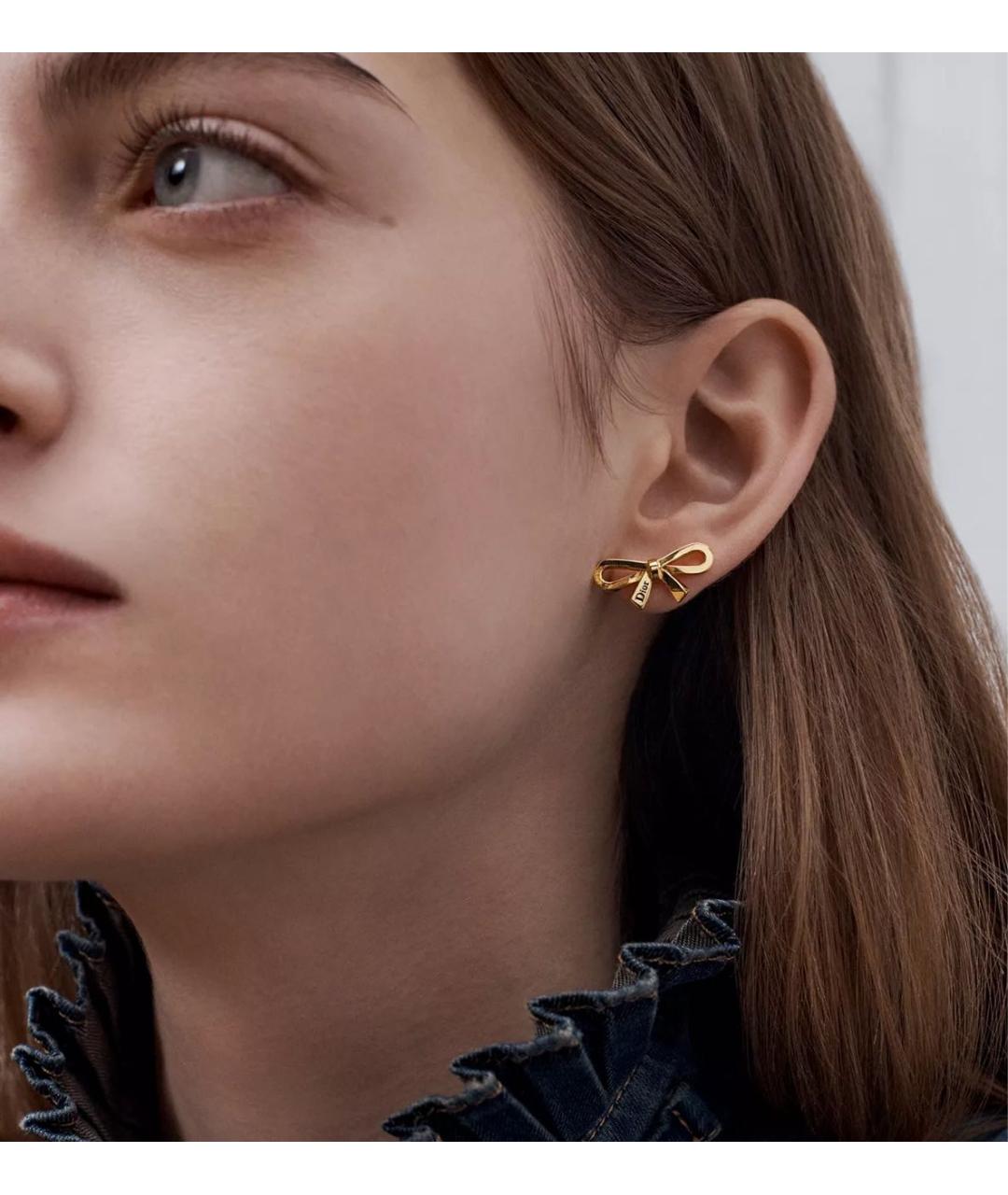 CHRISTIAN DIOR Золотые металлические серьги, фото 2