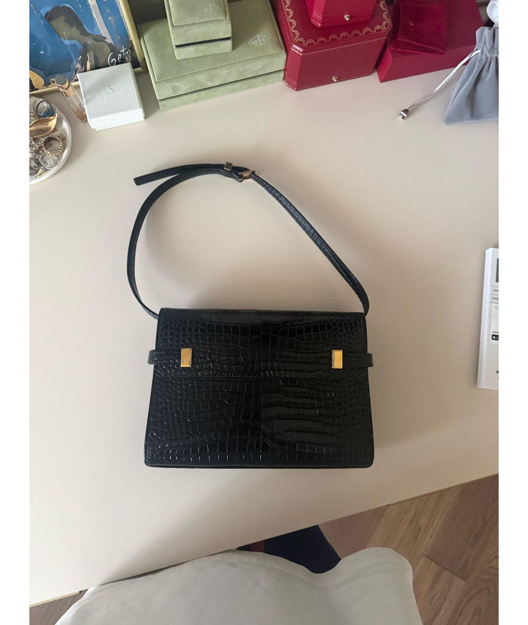 SAINT LAURENT Черная сумка через плечо из лакированной кожи, фото 3