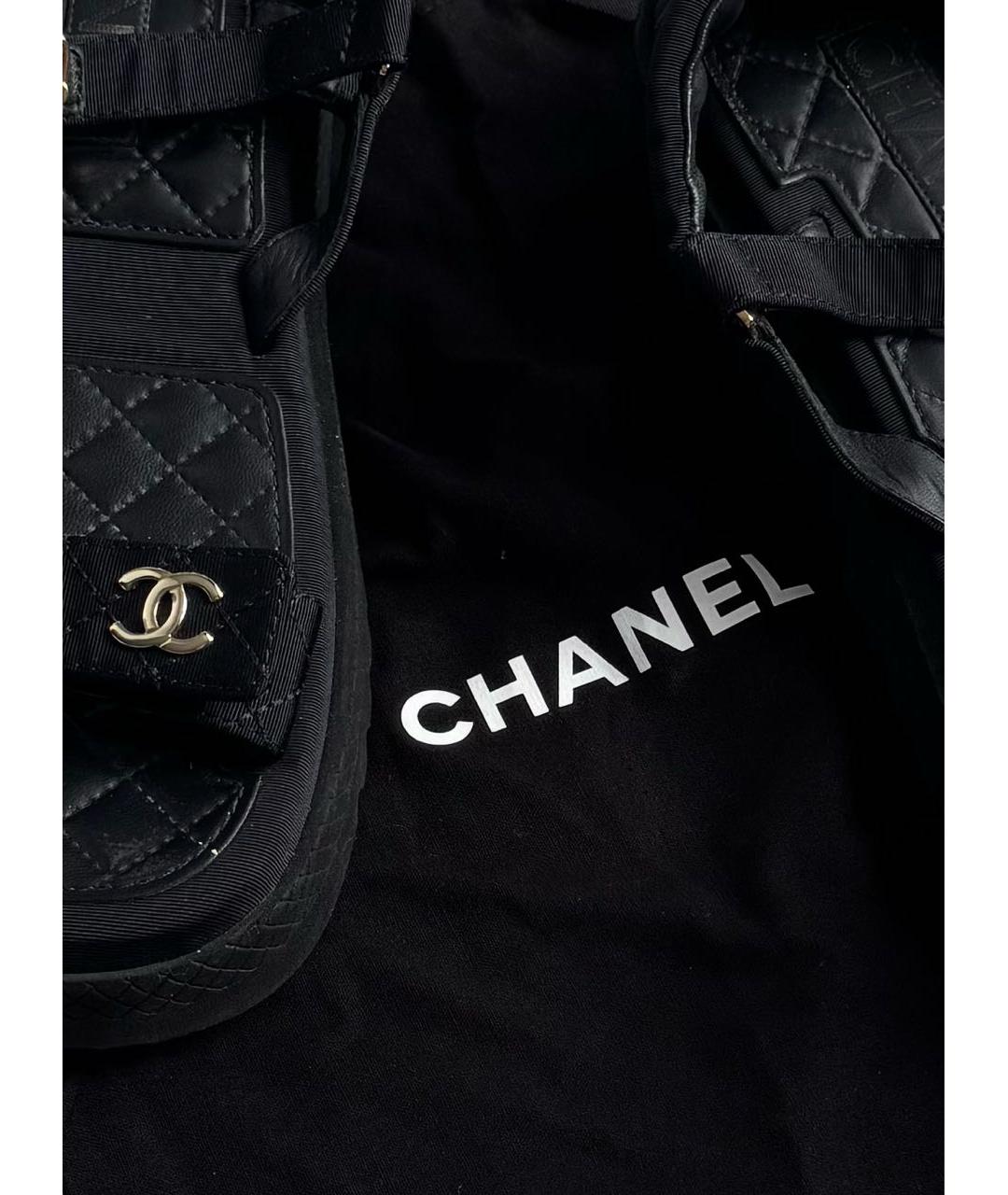 CHANEL Черные текстильные сандалии, фото 5