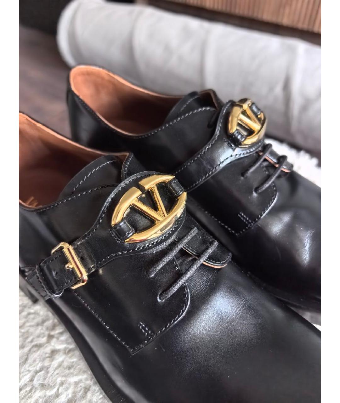 VALENTINO Черные кожаные брогги и оксфорды, фото 5