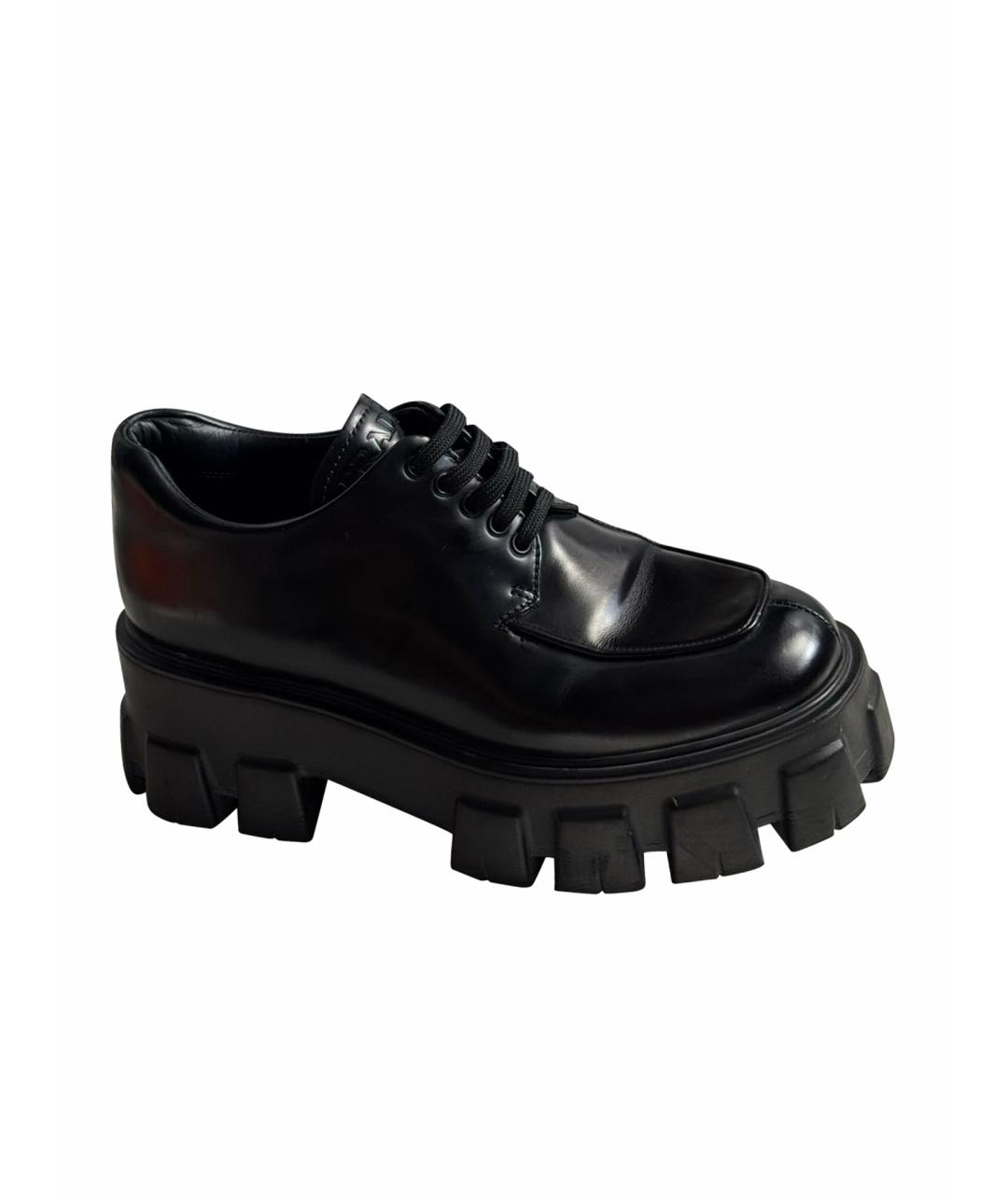 PRADA Черные кожаные брогги и оксфорды, фото 1