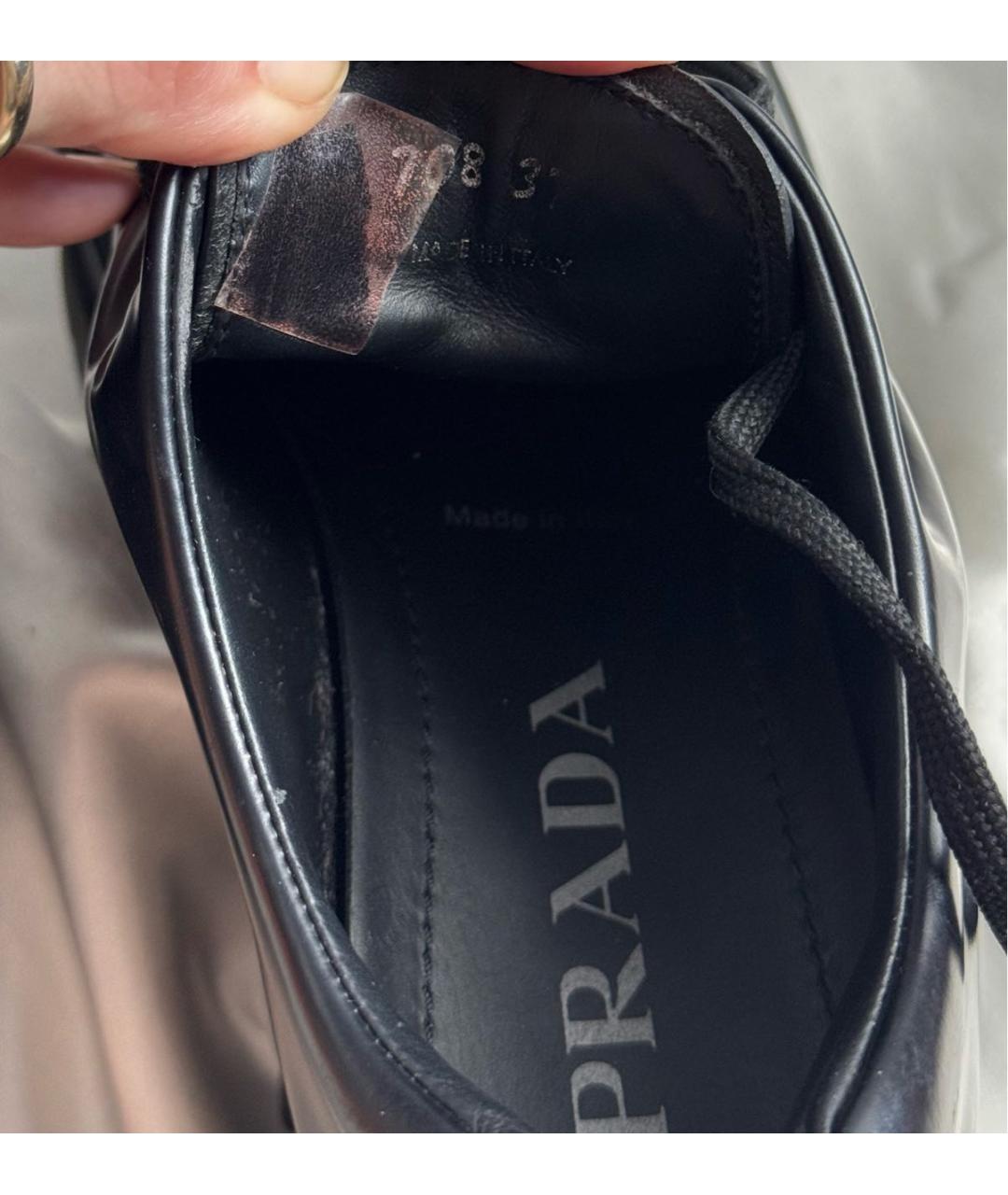 PRADA Черные кожаные брогги и оксфорды, фото 7