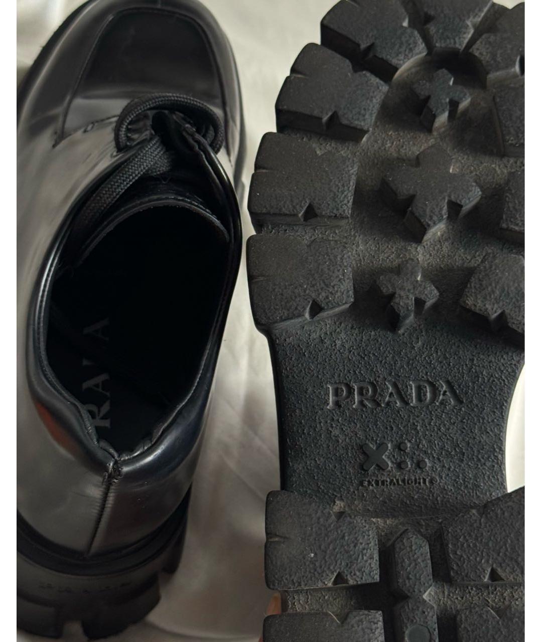 PRADA Черные кожаные брогги и оксфорды, фото 6
