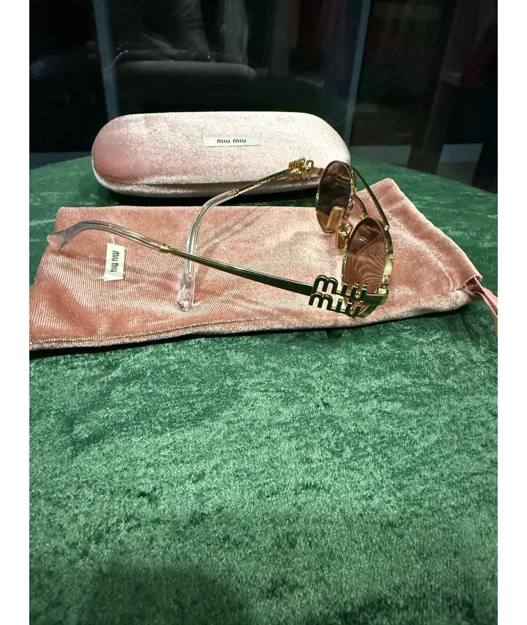 MIU MIU Золотые металлические солнцезащитные очки, фото 3