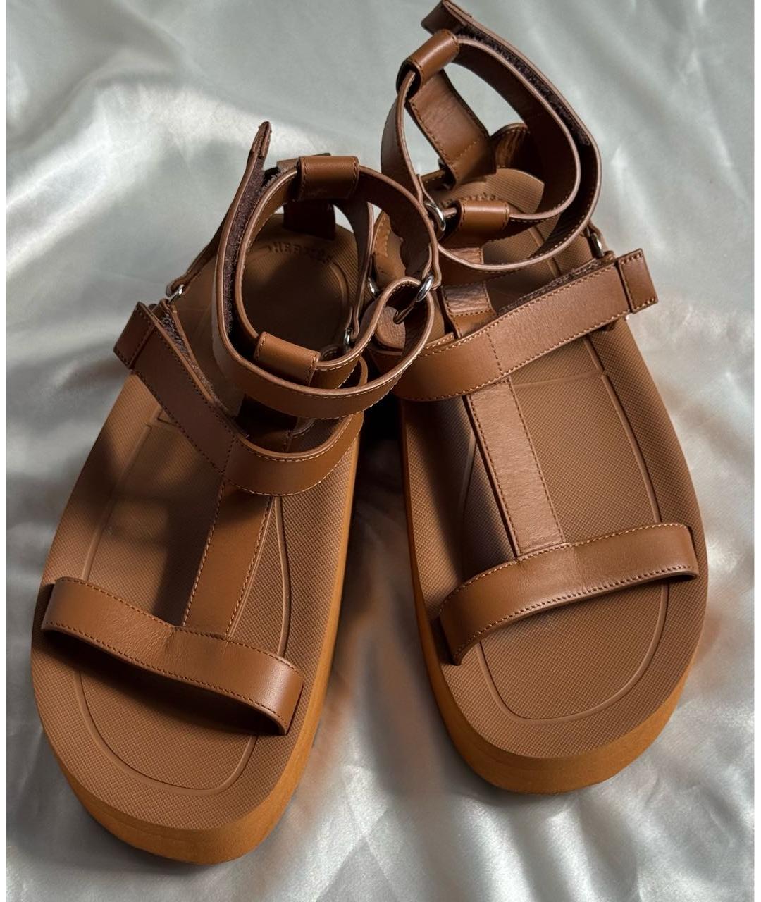 HERMES Коричневые сандалии из кожи аллигатора, фото 3
