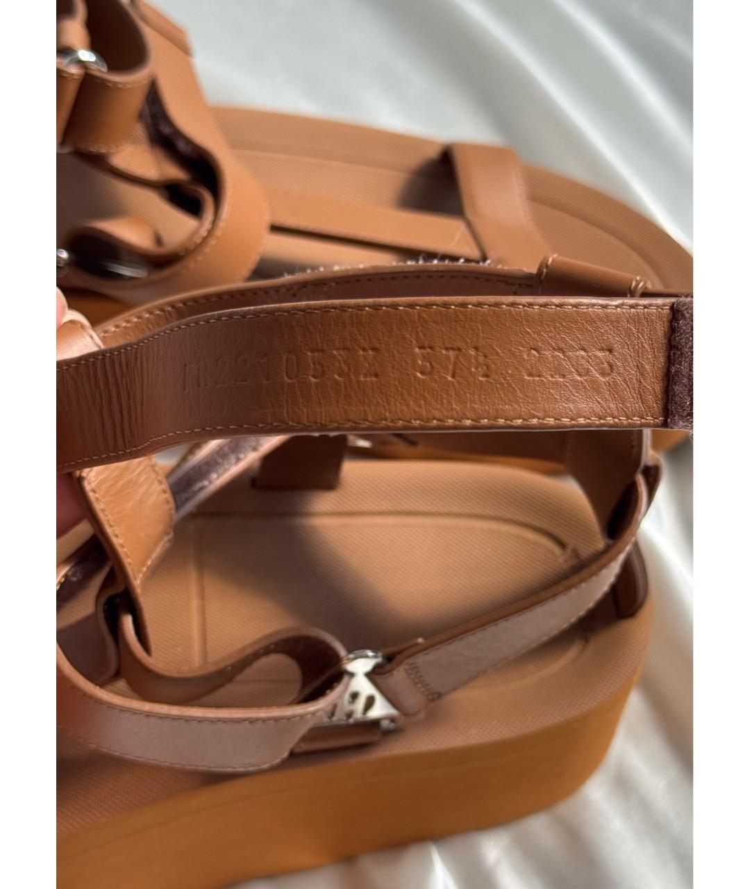 HERMES Коричневые сандалии из кожи аллигатора, фото 6